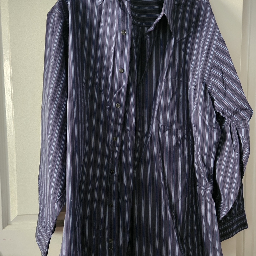 Geoffrey Beene Men's Navy Striped Shirt XL